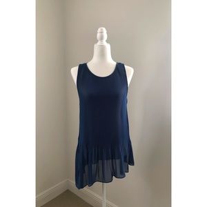 BCBG Blue Breeze Ruffle Top